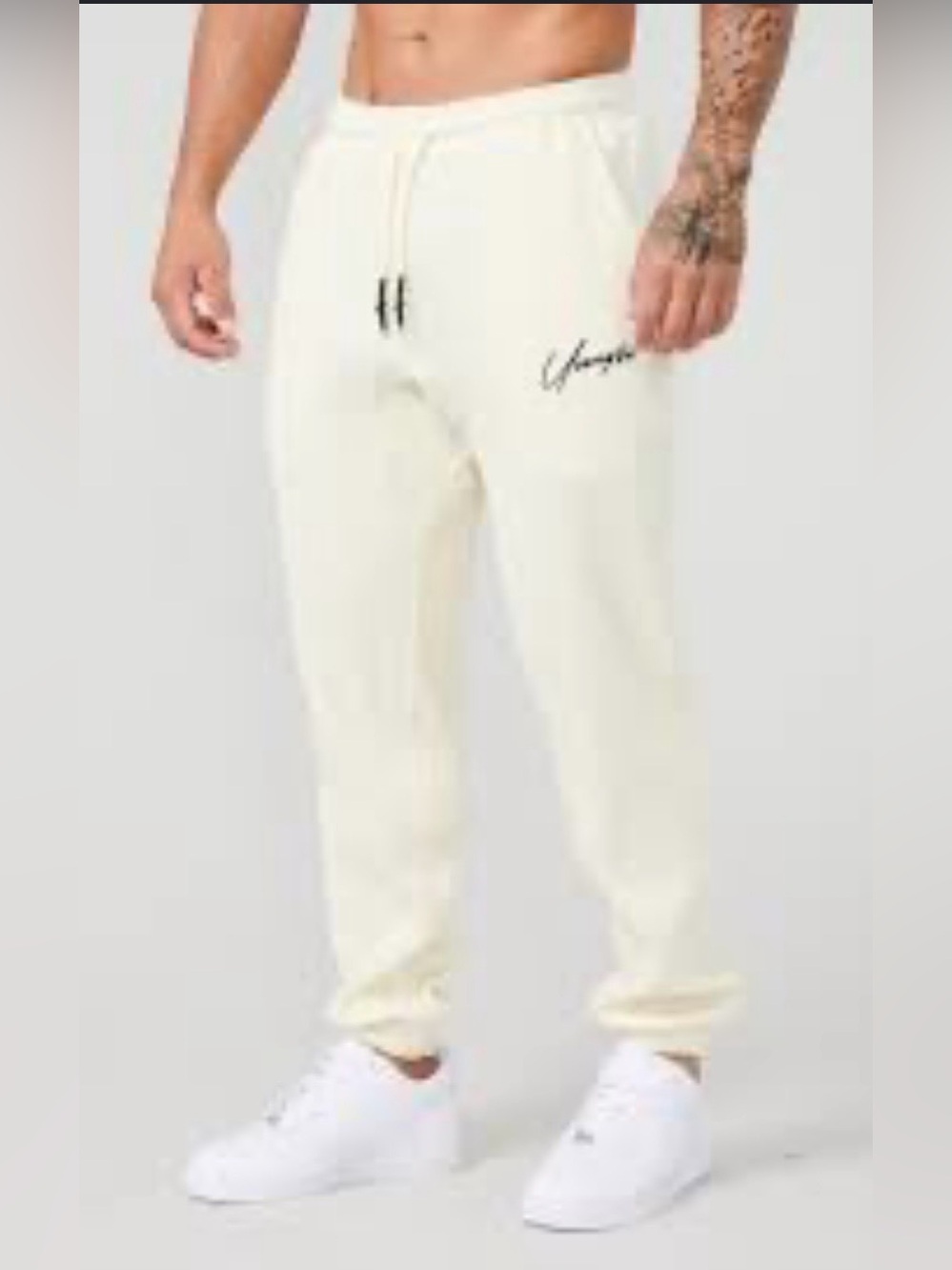 YoungLA Cozy Thermal Waffle Knit Jogger Pants Cream Ivory Men's Size Small